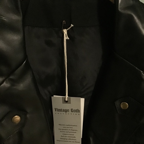 Men’s black jacket with faux leather lapel. Goth NWT - Picture 2 of 4